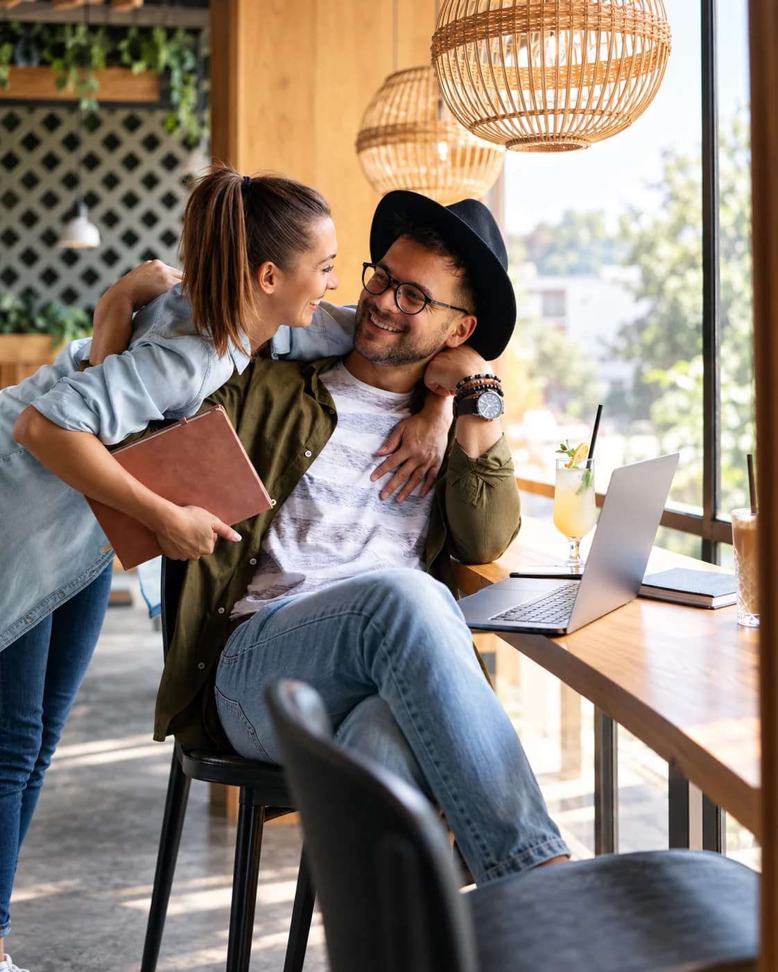 Couple spending time together at a cafe